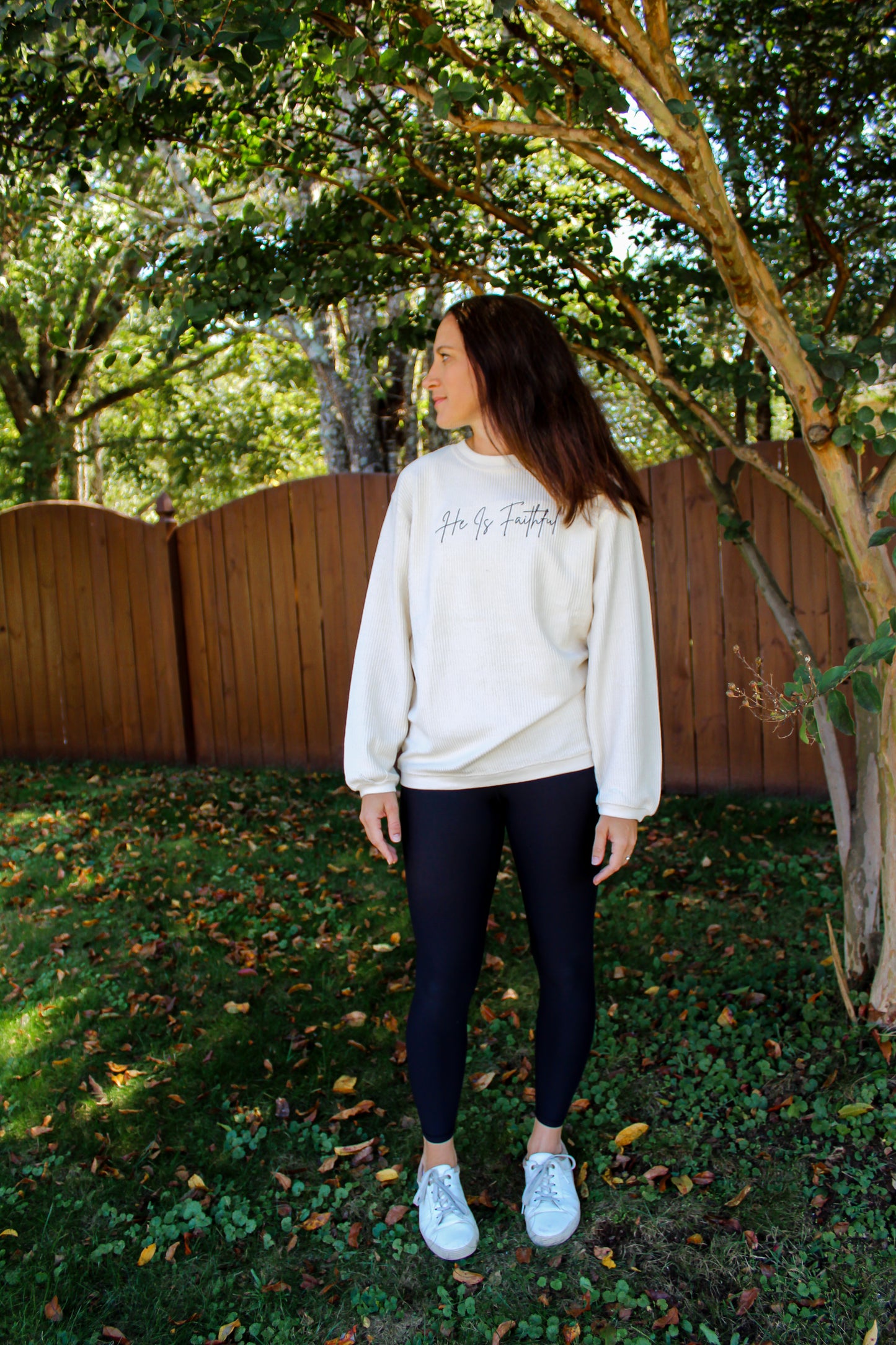 He Is Faithful Corded Crewneck